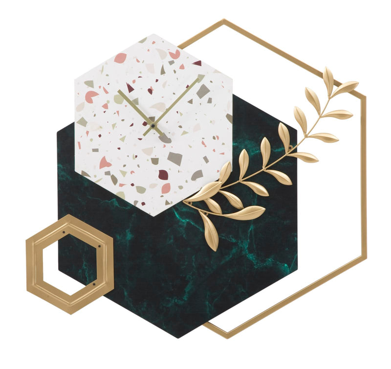 Orologio da Muro Hexagon 62x4,5x62 cm in Ferro e MDF Multicolor-1