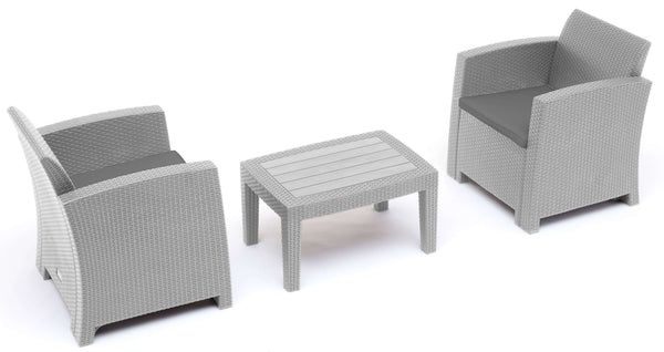 prezzo Salon de jardin en résine 2 fauteuils et table basse Taddei Iseo gris clair