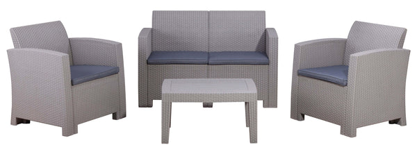 acquista Salon de jardin en résine, canapé 2 fauteuils et table basse Taddei Iseo gris clair