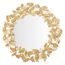 Specchio Foglie Round Ø87x2,5 cm in Ferro e MDF Oro-1