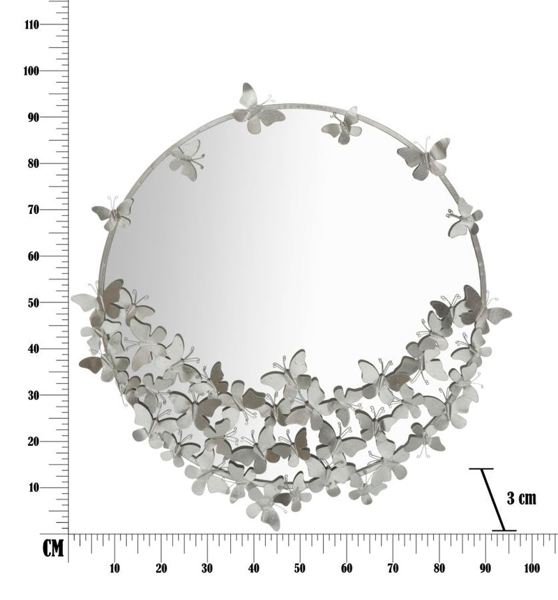 Specchio Farfalle Round Argento Ø91x3x94 cm in Ferro Argento-7