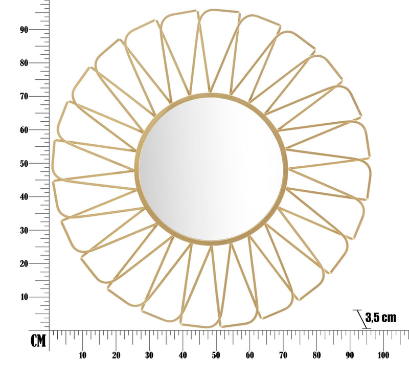 Specchio Rays Ø96x3,5 Misura Specchio Ø43 cm in Ferro Oro-6