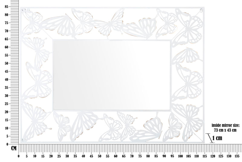 Specchio Bianco Butterfly 85x1x115 cm in Ferro e MDF Bianco-5