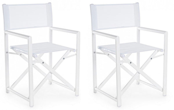 acquista Set 2 Sedie Regista da Giardino 48x56x86h cm Taylor Bianco