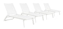 Set 4 Lettini Prendisole da Giardino 67x194x95h cm Cruise con Ruote Bianco -1