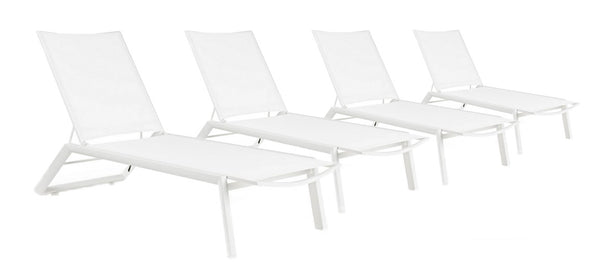 sconto Set 4 Lettini Prendisole da Giardino 67x194x95h cm Cruise con Ruote Bianco