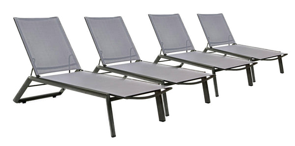 online Set 4 Lettini Prendisole da Giardino 67x194x95h cm Cruise con Ruote Antracite