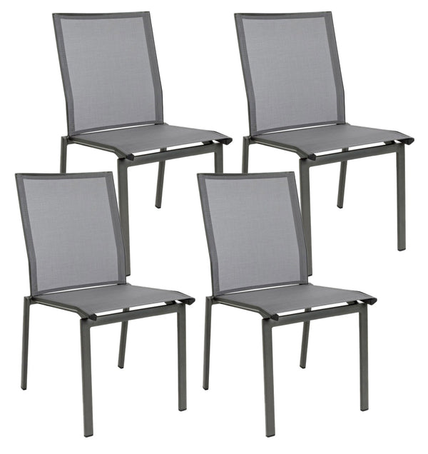 acquista Lot de 4 chaises de jardin 50x61x88,5h cm Cruise Anthracite