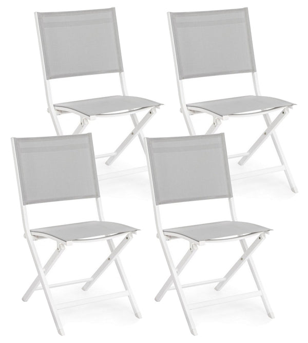 sconto Lot de 4 chaises de jardin pliantes 47x57x88h cm Elin Blanc