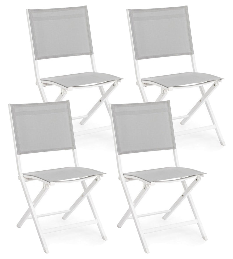 Set 4 Sedie Pieghevole da Giardino 47x57x88h cm Elin Bianco -1