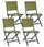 Lot de 4 chaises de jardin pliantes 47x57x88h cm Elin anthracite et vert