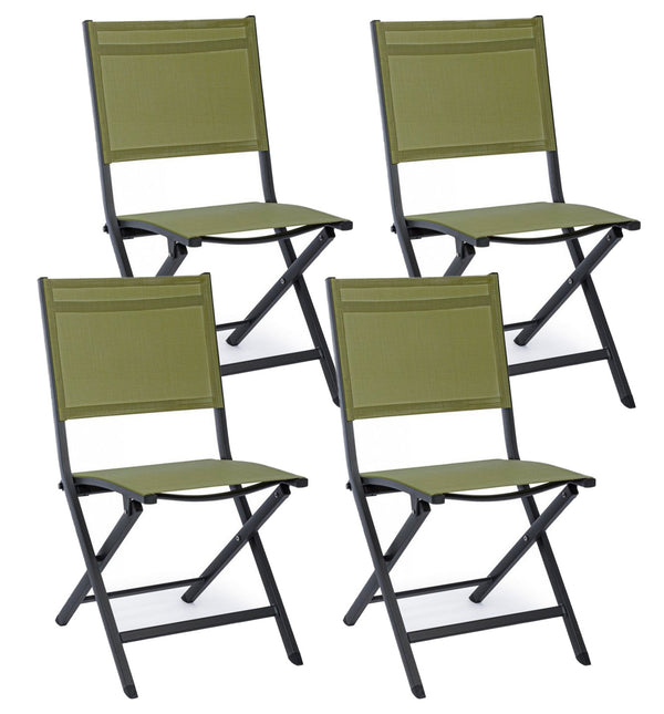 Lot de 4 chaises de jardin pliantes 47x57x88h cm Elin anthracite et vert sconto