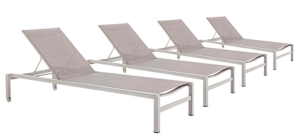 online Set 4 Lettini Prendisole da Giardino 78x195x90h cm con Ruote Konnor Rastin