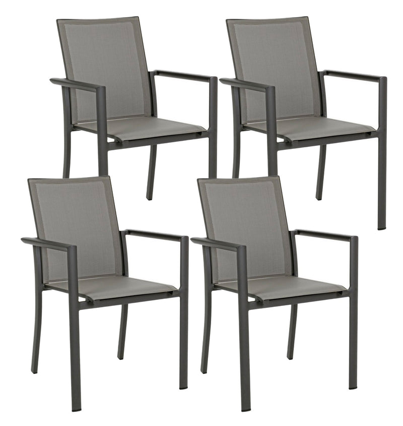 Set 4 Sedie da Giardino 56,2x60x88h cm con Braccioli Konnor Antracite-1