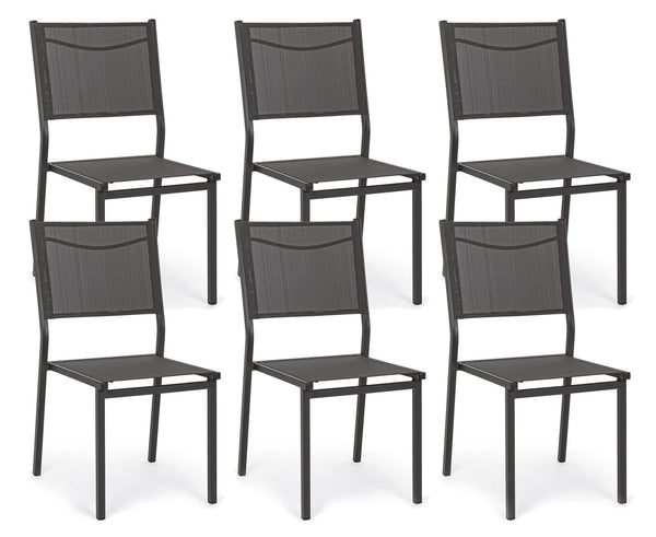 acquista Lot de 6 Chaises de Jardin 46x57x88 cm en Aluminium et Textilène Hilde Anthracite