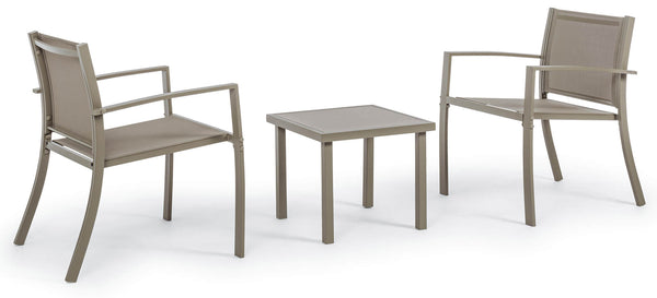 Ensemble de table basse et 2 chaises de jardin en acier et textilène Tortora online