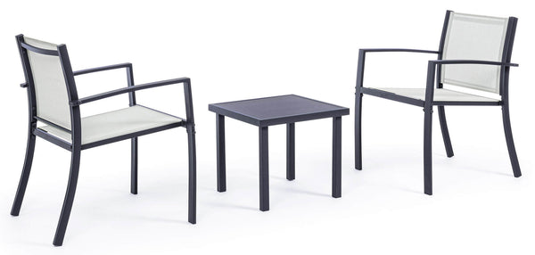 Ensemble de table basse et 2 chaises de jardin en acier et textilène anthracite prezzo