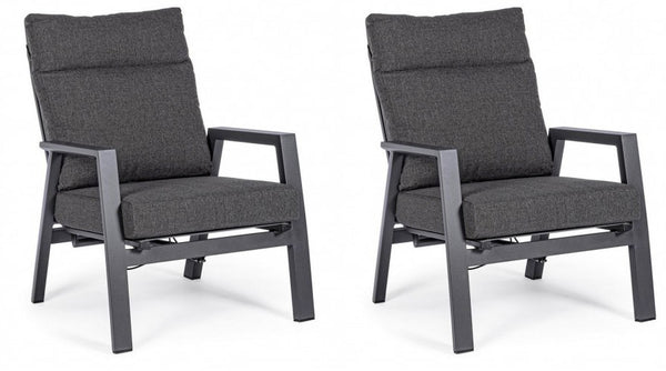 prezzo Lot de 2 fauteuils inclinables 72x81x98h cm avec coussins Kledi Anthracite