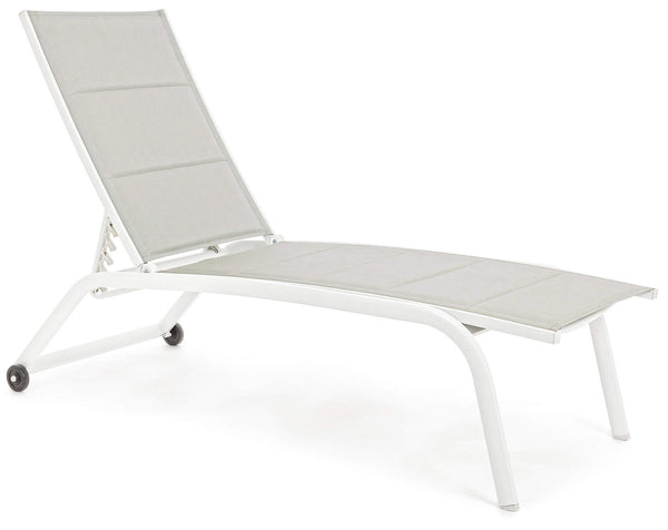 sconto Bain de soleil de jardin 61x192x105 cm avec roues en aluminium blanc