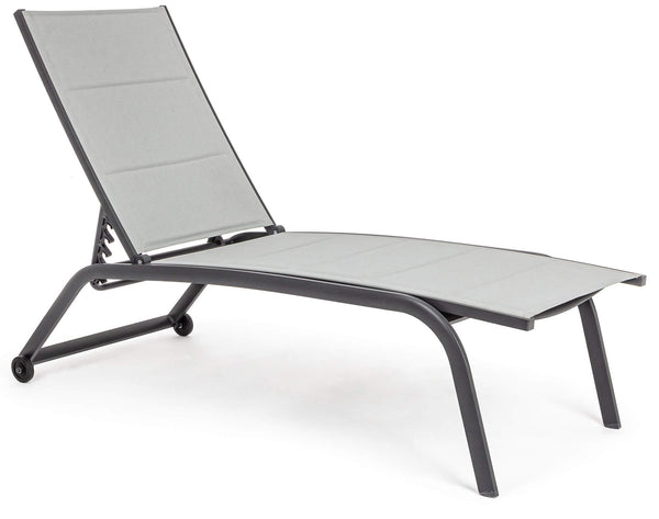 Transat de jardin 61x192x105 cm avec roues en aluminium anthracite sconto