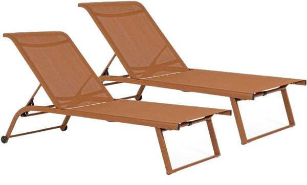 Set 2 Lettini Prendisole da Giardino 70x182x91,5h cm con Ruote Taylor Pecan prezzo