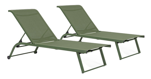 Set 2 Lettini Prendisole da Giardino con Ruote 70x182x91.5 cm  in Alluminio Taylor Herb online