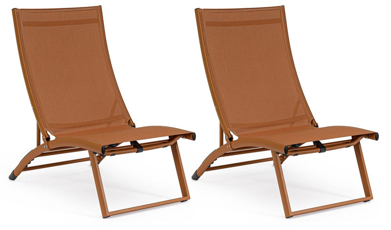 Set 2 Poltrone da Giardino 53x166,5x90 cm in Alluminio Taylor Pecan-1