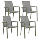 Set 4 Sedie da Giardino 56,2x60x88h cm con Braccioli Konnor Verde-1