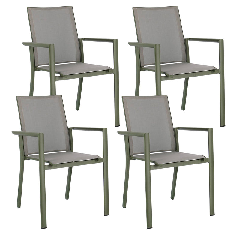 Set 4 Sedie da Giardino 56,2x60x88h cm con Braccioli Konnor Verde-1