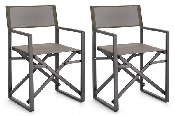 Lot de 2 chaises directeur de jardin 55x50,5x84,5h cm Konnor Anthracite online