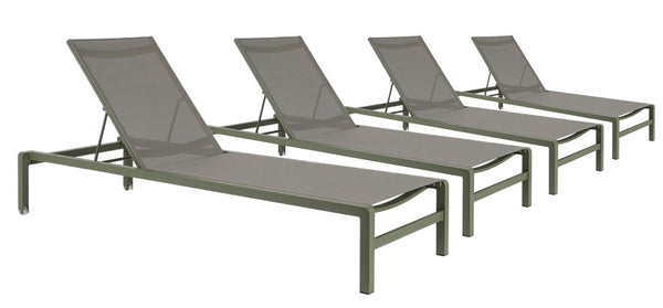 online Set 4 Lettini Prendisole da Giardino 78x195x90h cm con Ruote Konnor Verde