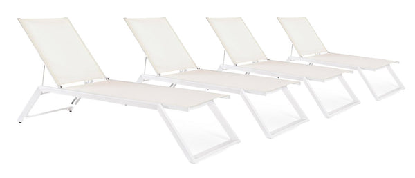 Set 4 Lettini Prendisole da Giardino 70x207,5x93h cm con Ruote Kaylan Bianco prezzo