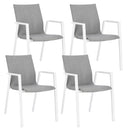 Set 4 Sedie da Giardino 55,5x60x83h cm con Braccioli Odeon Bianco Grigio-1