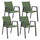 Lot de 4 chaises de jardin 55,5x60x83h cm avec accoudoirs Odeon Anthracite Olive