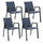 Lot de 4 chaises de jardin 55,5x60x83h cm avec accoudoirs Odeon Anthracite Denim