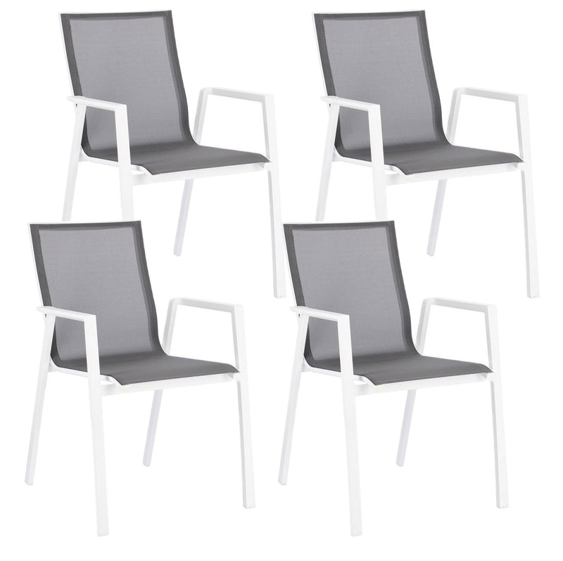 Set 4 Sedie da Giardino 56x61,5x88h cm con Braccioli Krion Bianco-1