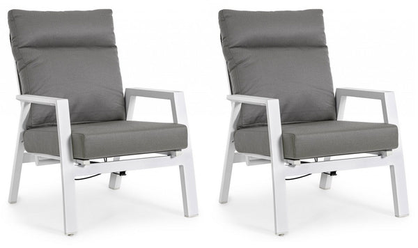 Lot de 2 fauteuils inclinables 72x81x98h cm avec coussins Kledi blanc online