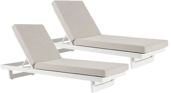 Set 2 Lettini Prendisole da Giardino Singolo 72x195x95h cm con Cuscini Infinity Bianco acquista