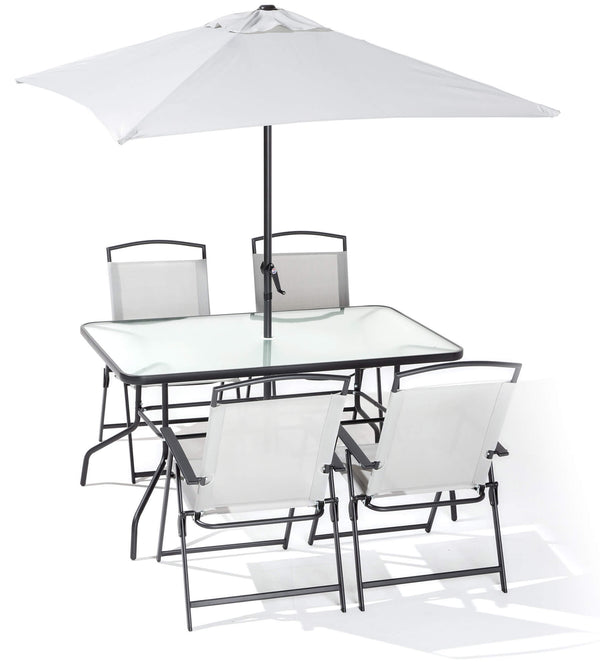 Table de jardin 4 chaises et parasol en acier et textilène gris online