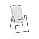 Sedia Pieghevole da Giardino  72x56x91,5 cm in Acciaio e Textline Capri Grigio Chiaro-1