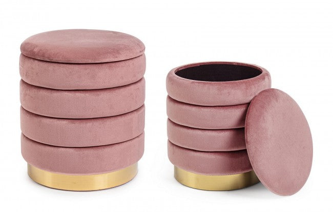 Set 2 Pouf Contenitore Darina Rosa Antico in Legno-4