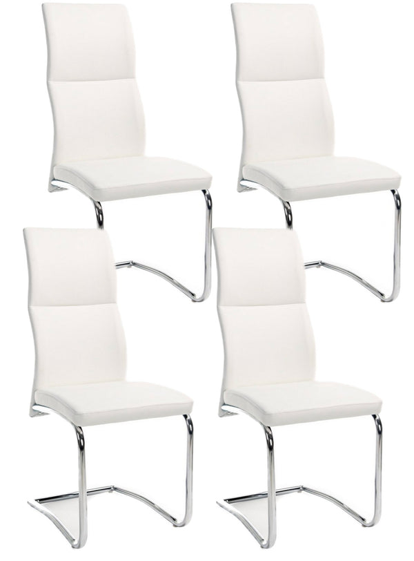 acquista Lot de 4 chaises rembourrées Thelma 44x58x104 cm en simili cuir blanc