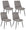 Lot de 4 chaises Cora 48x62x84 cm en tissu noir et gris foncé