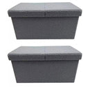 Set 2 Pouf Contenitore 76x38x38 cm Joris in Bouclè Grigio-1