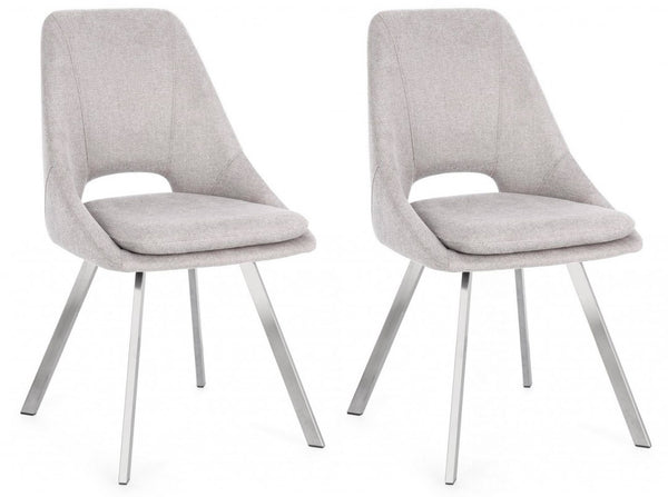 acquista Lot de 2 chaises Kashar 45x49,5x85 cm en tissu gris clair