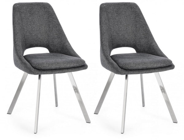 Lot de 2 chaises Kashar 45x49,5x85 cm en tissu gris foncé sconto