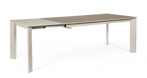 sconto Table Extensible Briva 160-220x90 cm Gris-Taupe en Acier