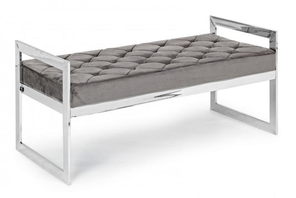 Banc Sveva en velours gris 97x44 en tissu gris sconto