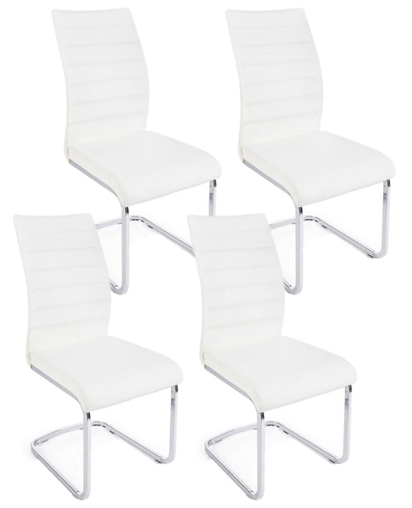 acquista Lot de 4 chaises Myra 41x60x98 cm en simili cuir blanc