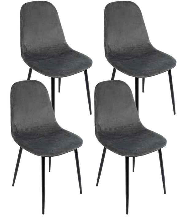 Lot de 4 chaises Irelia 52,5x42,5x90 cm en velours gris foncé online